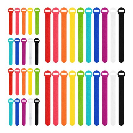 WRAP-IT Self-Gripping Cable Ties (Assorted 40-Pack) Multi-Color - Reusable Hook and Loop Ties A440-48MC